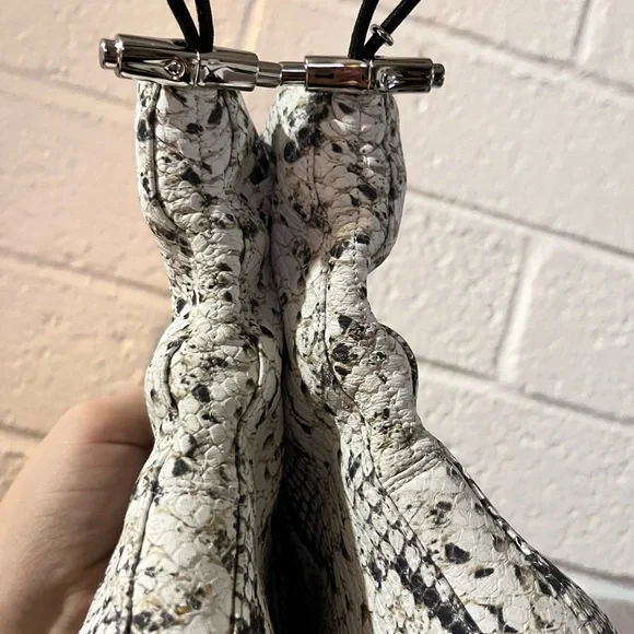 Longchamp Black and White Heeled Boots with Snakeskin Pattern - Picture 10 of 10